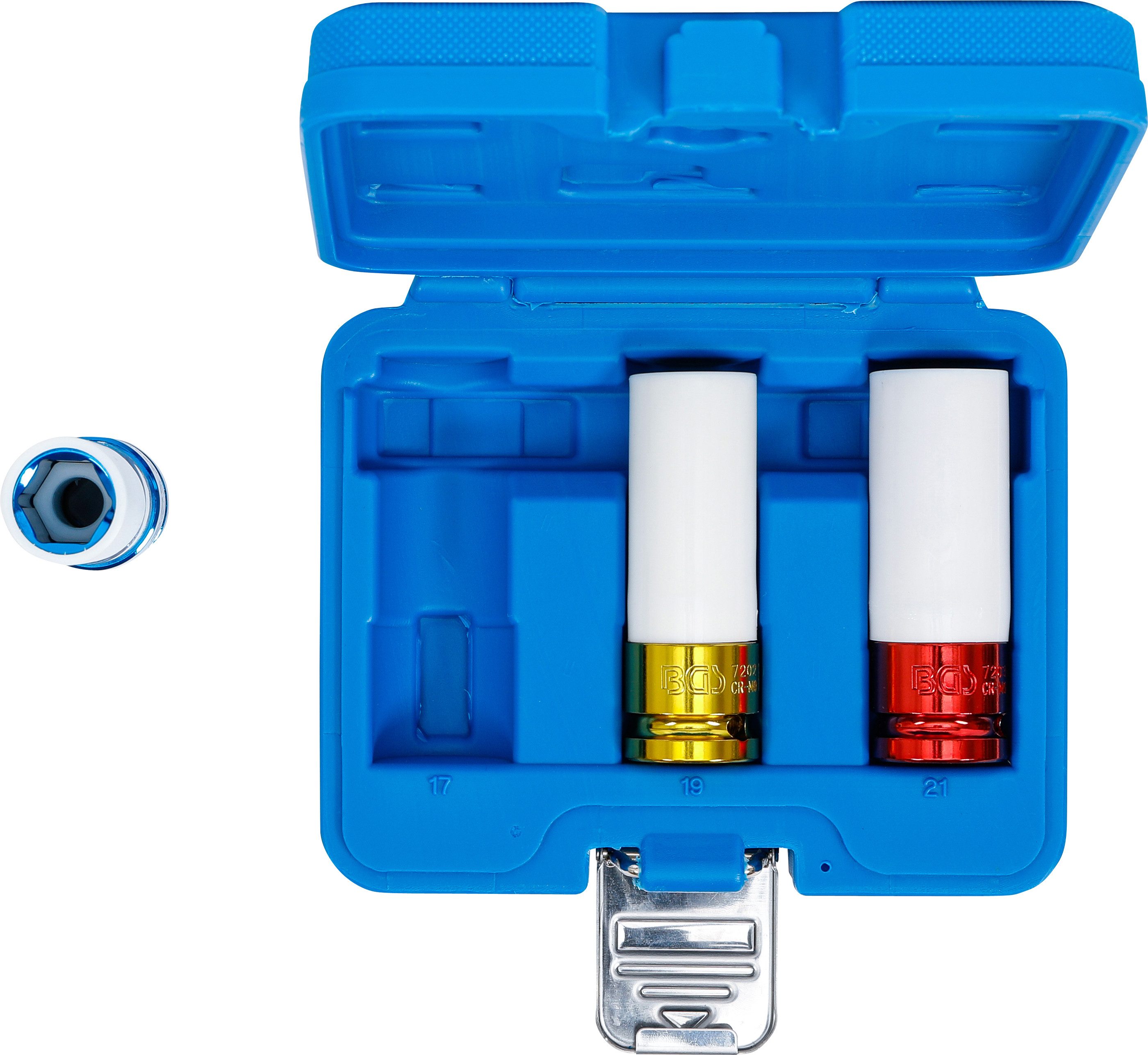 BGS technic Steckschlüssel 3 Kraft-Schoneinsätze, Antrieb Innen-4-kant 1/2", SW17/19/21mm (1 St)