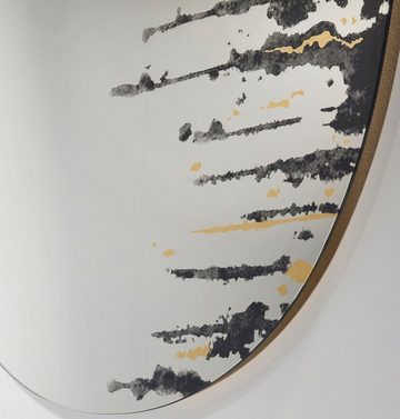 Casa Padrino Wandspiegel Designer Wandspiegel Schwarz / Gold 76 x H. 110 cm - Luxus Wohnzimmer Spiegel