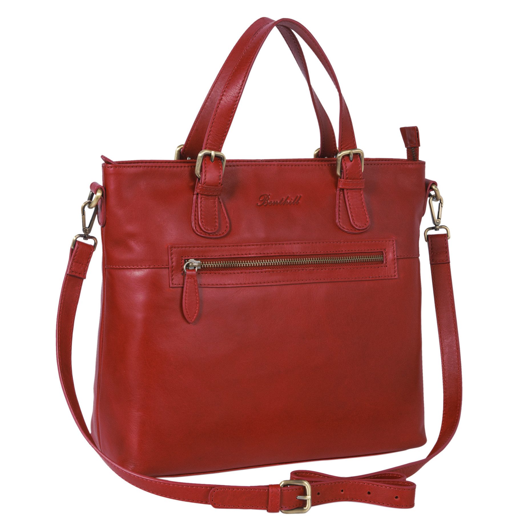 Benthill Handtasche Damen Echt Leder Handtasche Frauen Henkeltasche Vintage Umhängetasche, Schultergurt / Umhängegurt Reißverschlussfach