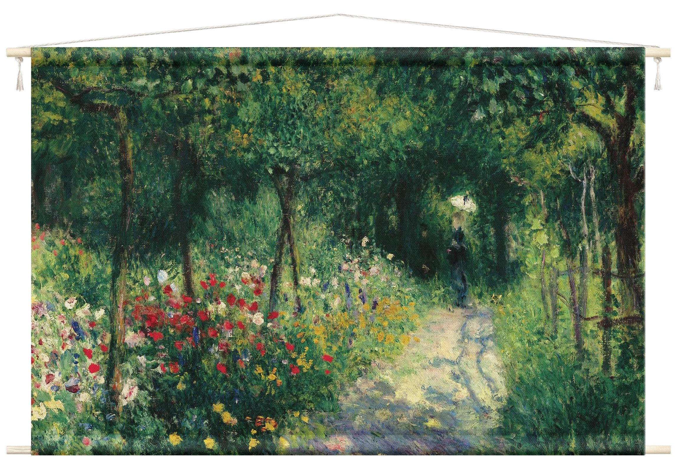 Bilderdepot24 Wandteppich modern Auguste Renoir Kunst Landhaus Wald grün, rechteckig, Höhe: 2.6 mm, großes Wandbild aus Natur-Baumwolle Wandbehang Stoffbild Tuch Wollseil