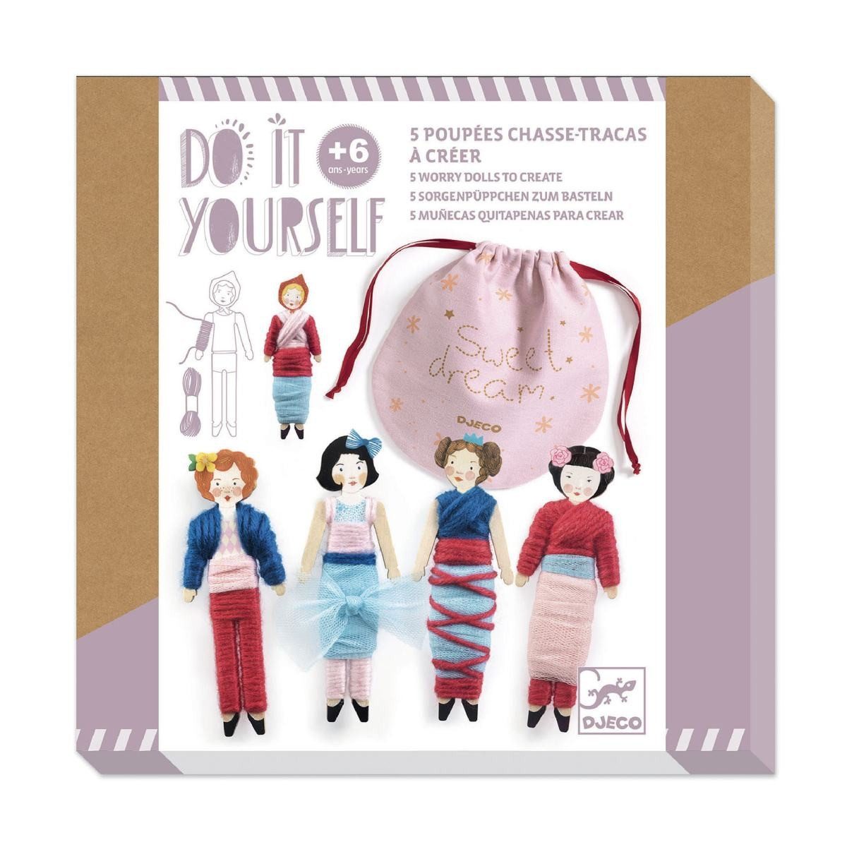 DJECO Kreativset DIY: Sorgenpüppchen Bastelset für Kinder