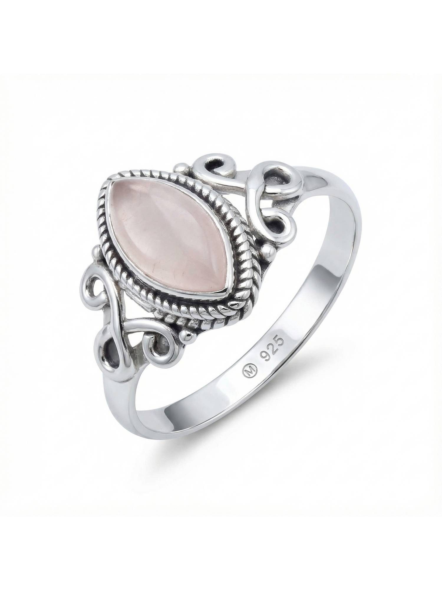 mantraroma Silberring BAGHIMI Ellipse aus 925 Silber mit Rosenquarz (Ring m günstig online kaufen