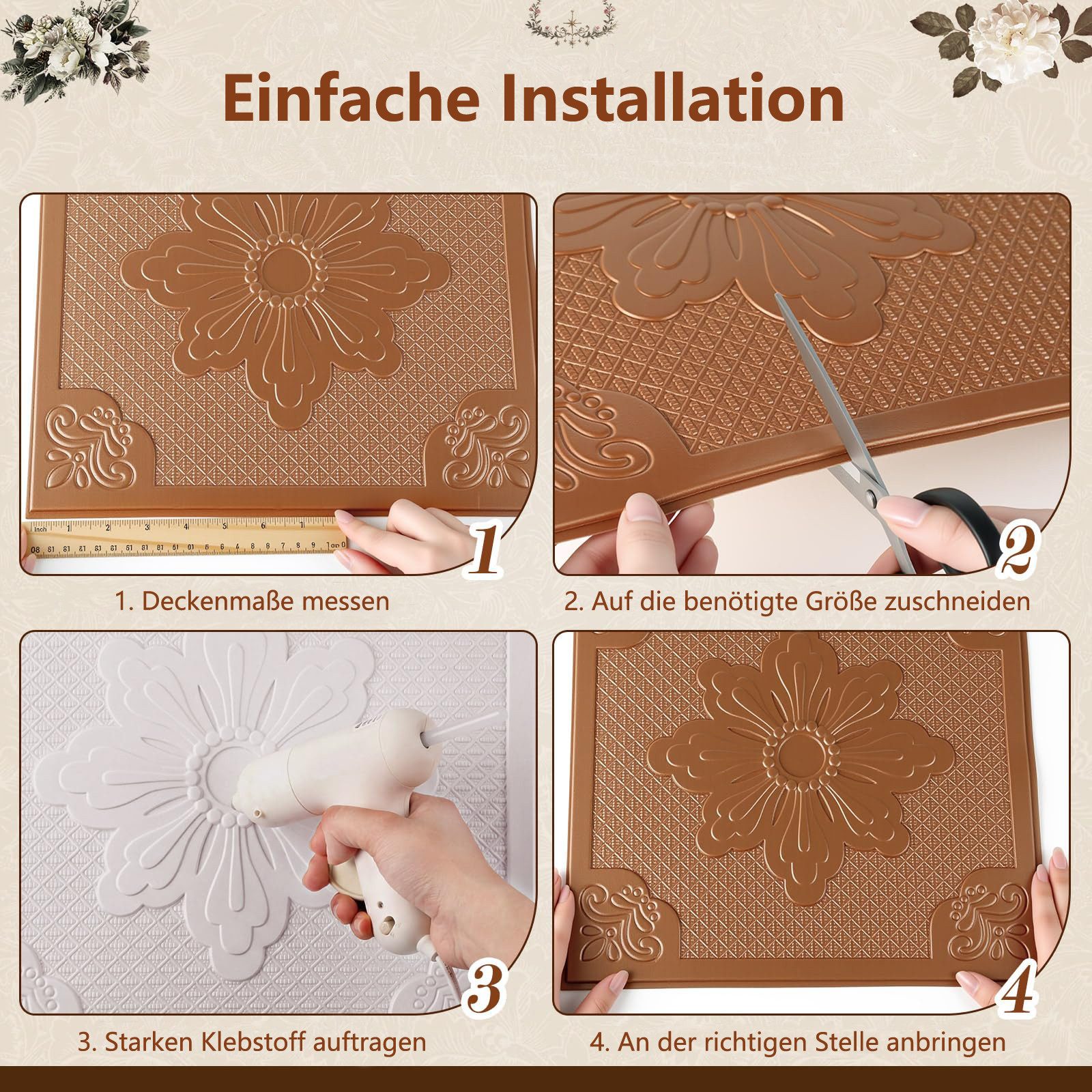 Agger 3D Wandpaneel 10 Stück Deckenplatten, 3D-Wandpaneele aus Schaumstoff zum Abziehen, (10-tlg) und Aufkleben, einfach zu installieren für Decken- und Wanddekoration