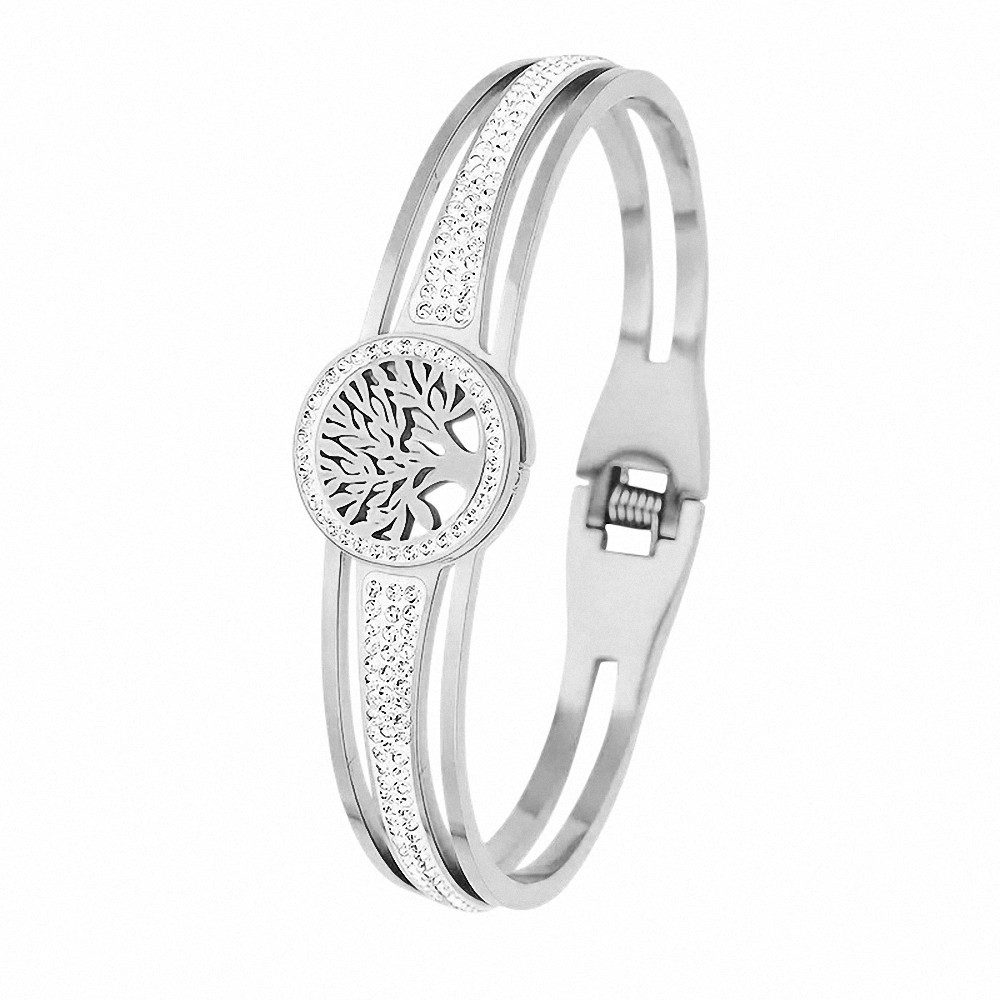 Taffstyle Armband Lebensbaum Damen Armband Edelstahl 18K vergoldet Strass E günstig online kaufen