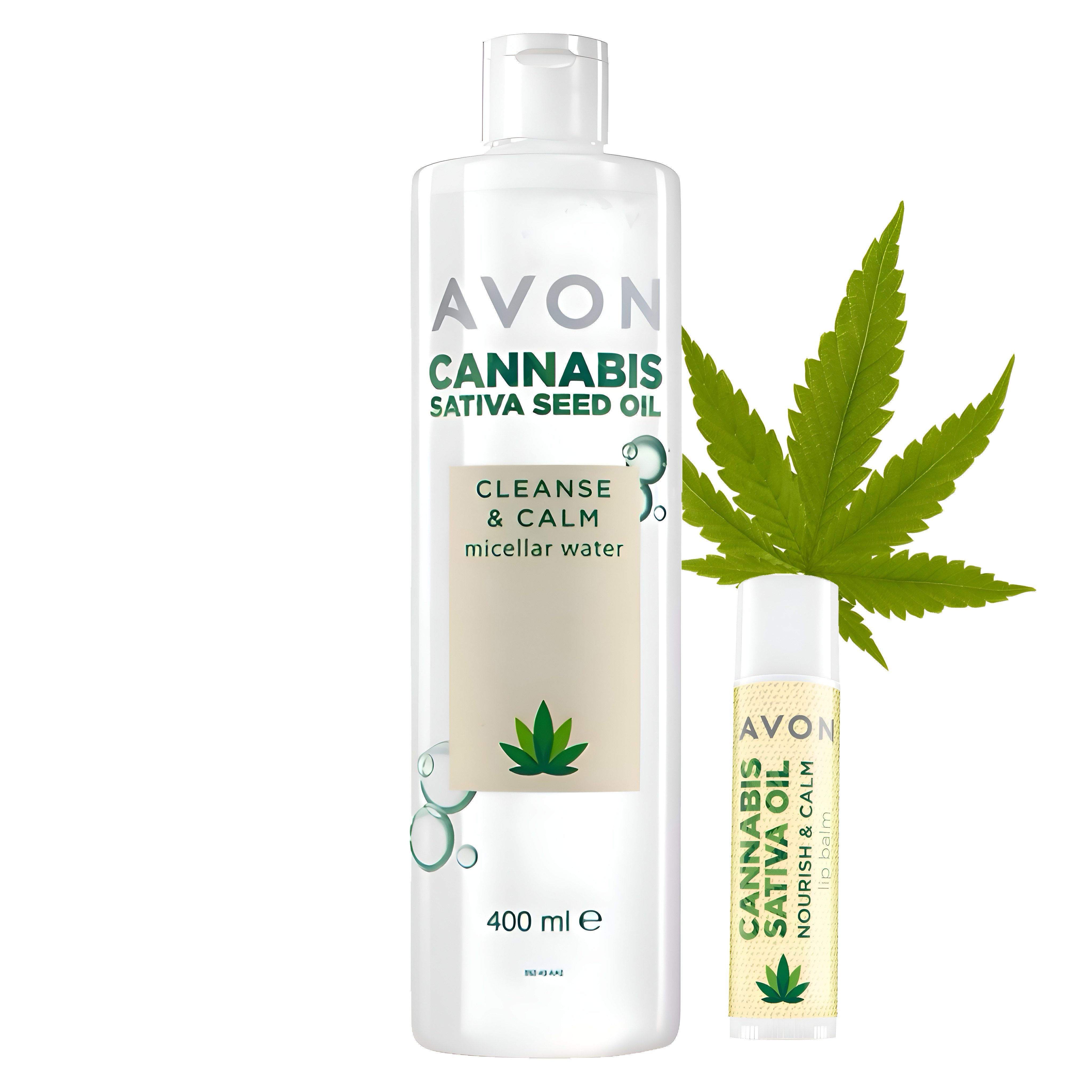 AVON Cosmetics Tagescreme CBD Cannabis Sativa, CBD-Öl Hanföl Cannabis Hanfcreme Set, 2-tlg., Beruhigende Pflege mit Hanföl für Haut und Lippen