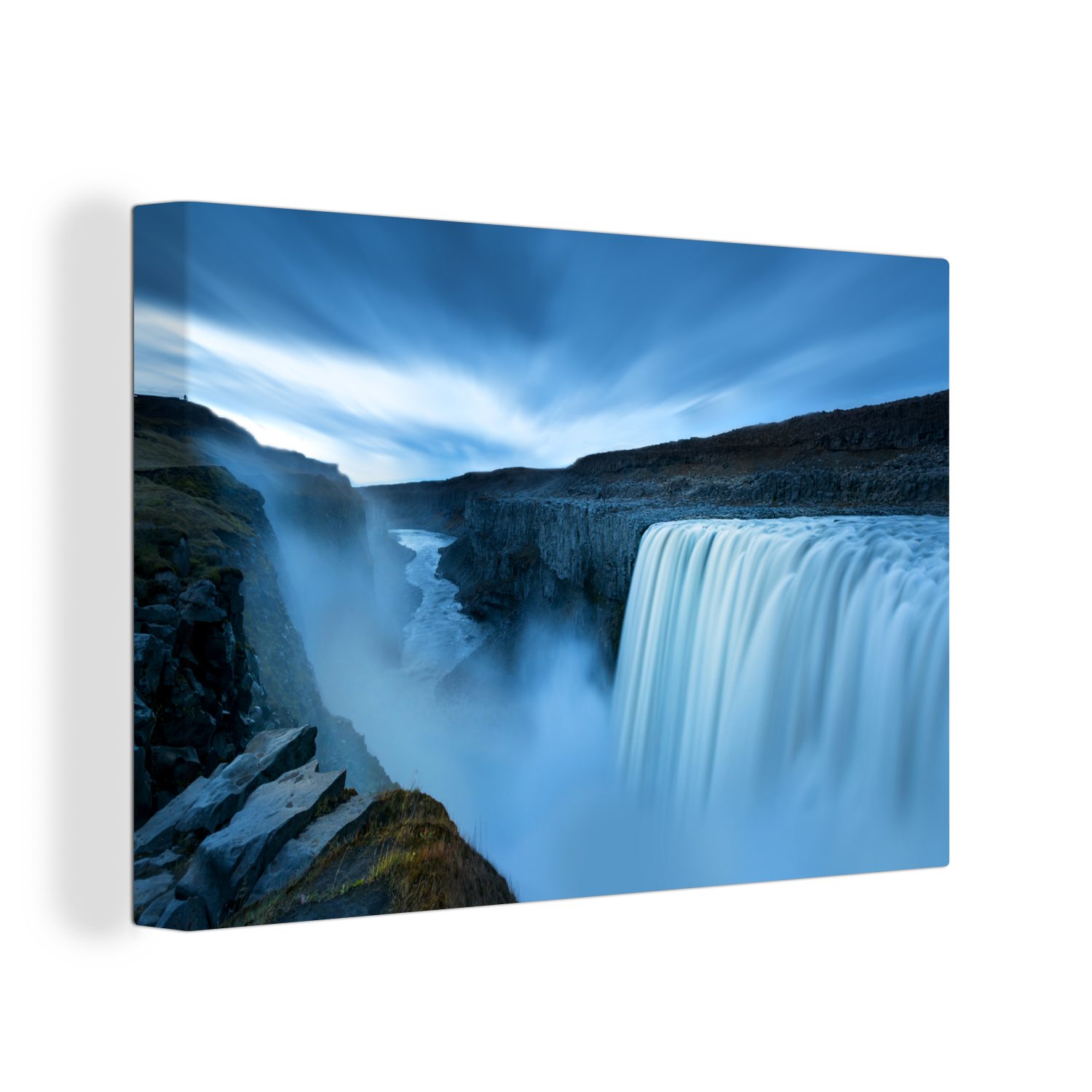 OneMillionCanvasses® Leinwandbild Ein breiter Wasserfall im Vatnajökull-Nationalpark in Island unter, (1 St), Wandbild Leinwandbilder, Aufhängefertig, Wanddeko, 30x20 cm