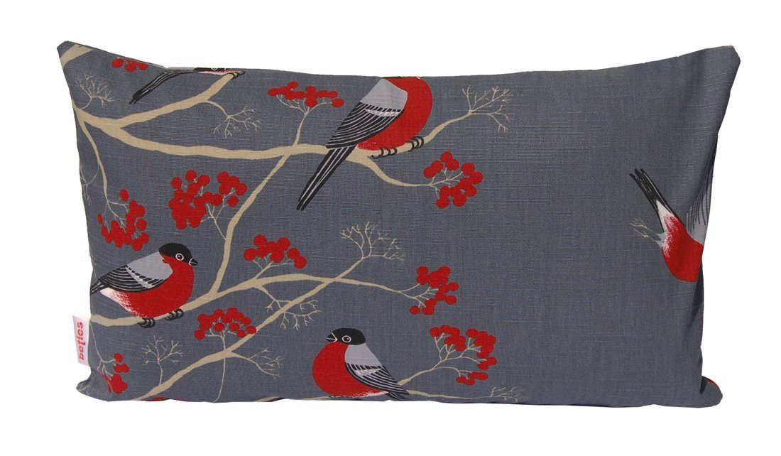 beties Kissenbezug Beeren Vögel, (1 Stück), Kissenhülle ca. 30x50 cm Deko-Kissen (Stone)