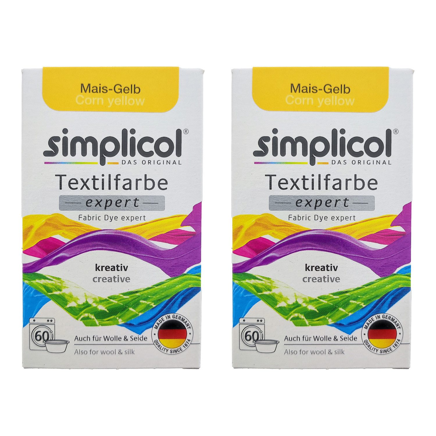 Textilfarbe 2er Pack Simplicol Textilfarbe Expert Mais-Gelb 150g