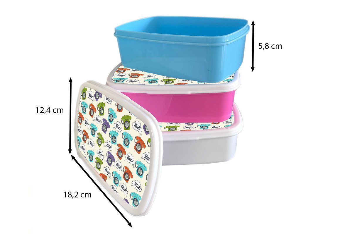 und - Erwachsene, Jungs Brotbox - weiß (2-tlg), Lunchbox Brotdose, Mädchen Kunststoff, Telefon für MuchoWow und Kinder Retro Design, für