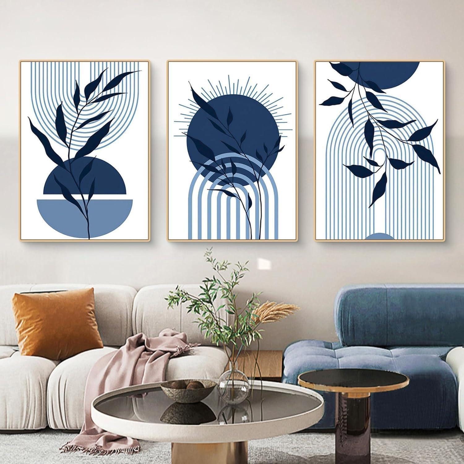 Poster Poster Set Abstrakt Blau Pflanze 50x70cm