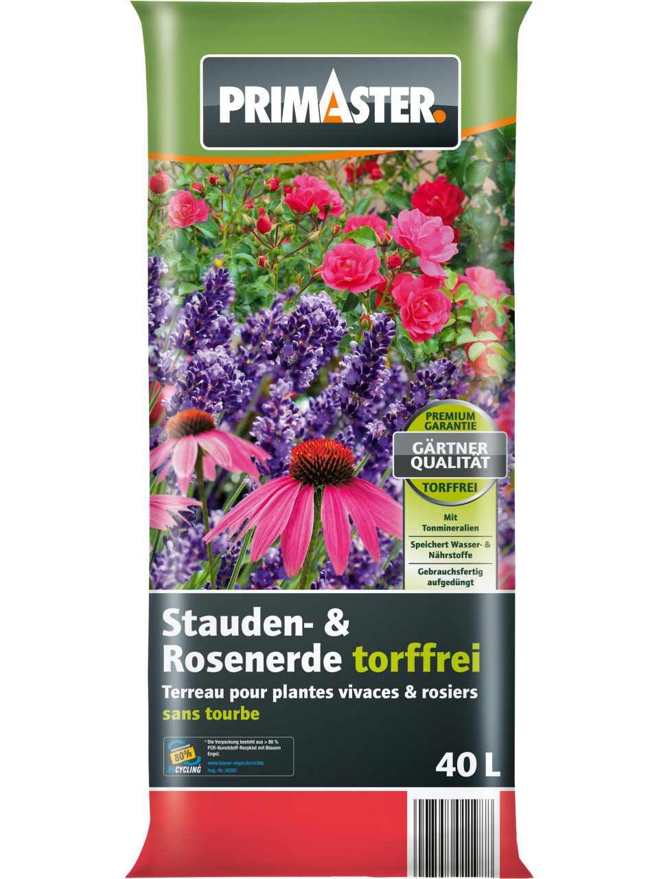 Primaster Spezialerde Primaster Stauden- & Rosenerde torffrei 40 L, Torffrei