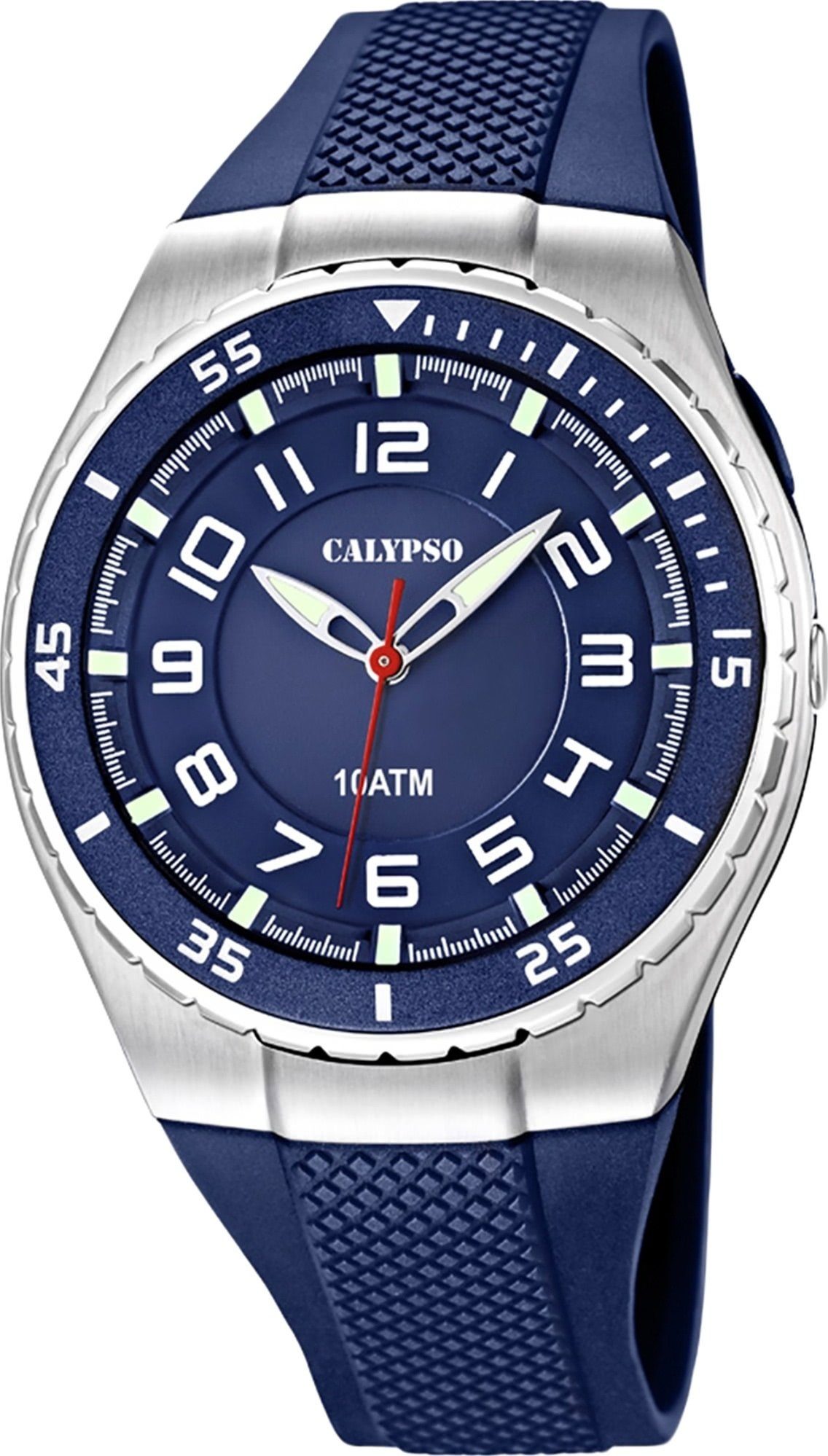 Casual Herren Quarzuhr blau, Calypso Silikon, Herren WATCHES Casual Uhr Silikonarmband Armbanduhr CALYPSO rund, K6063/2