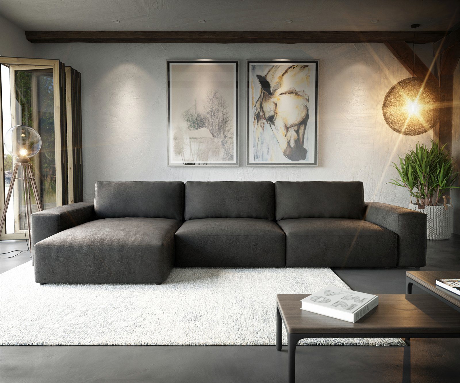 DELIFE Ecksofa Lanzo, XL Lederimitat Vintage günstig online kaufen