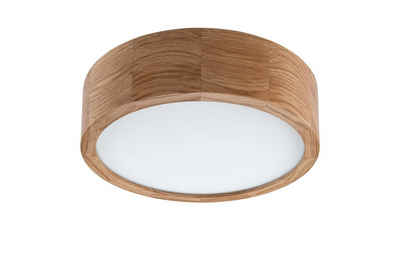 Licht-Erlebnisse Deckenleuchte »ARBARO«, Runde LED Deckenleuchte Holz satiniertes Glas blendarm Wohnzimmer Lampe