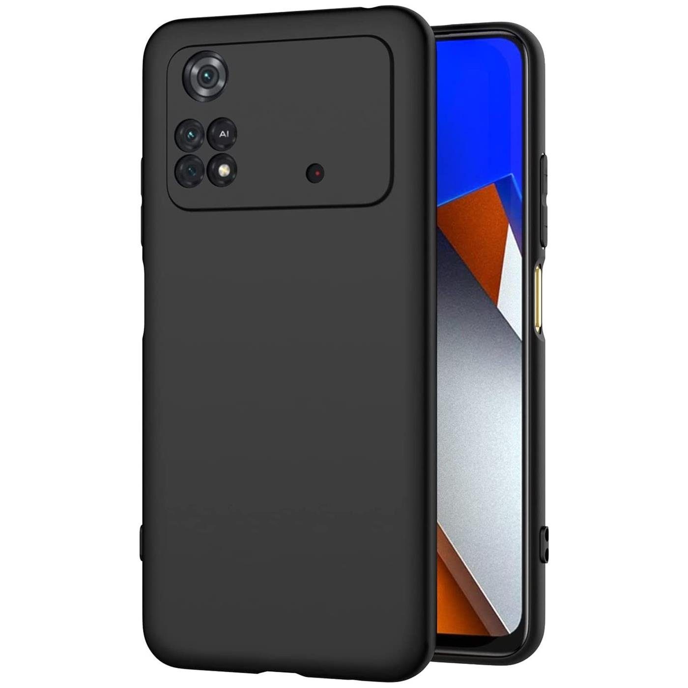 CoolGadget Handyhülle Black Series Handy Hülle für Xiaomi Poco M4 Pro 6,43 Zoll, Edle Silikon Schlicht Robust Schutzhülle für Poco M4 Pro 4G Hülle