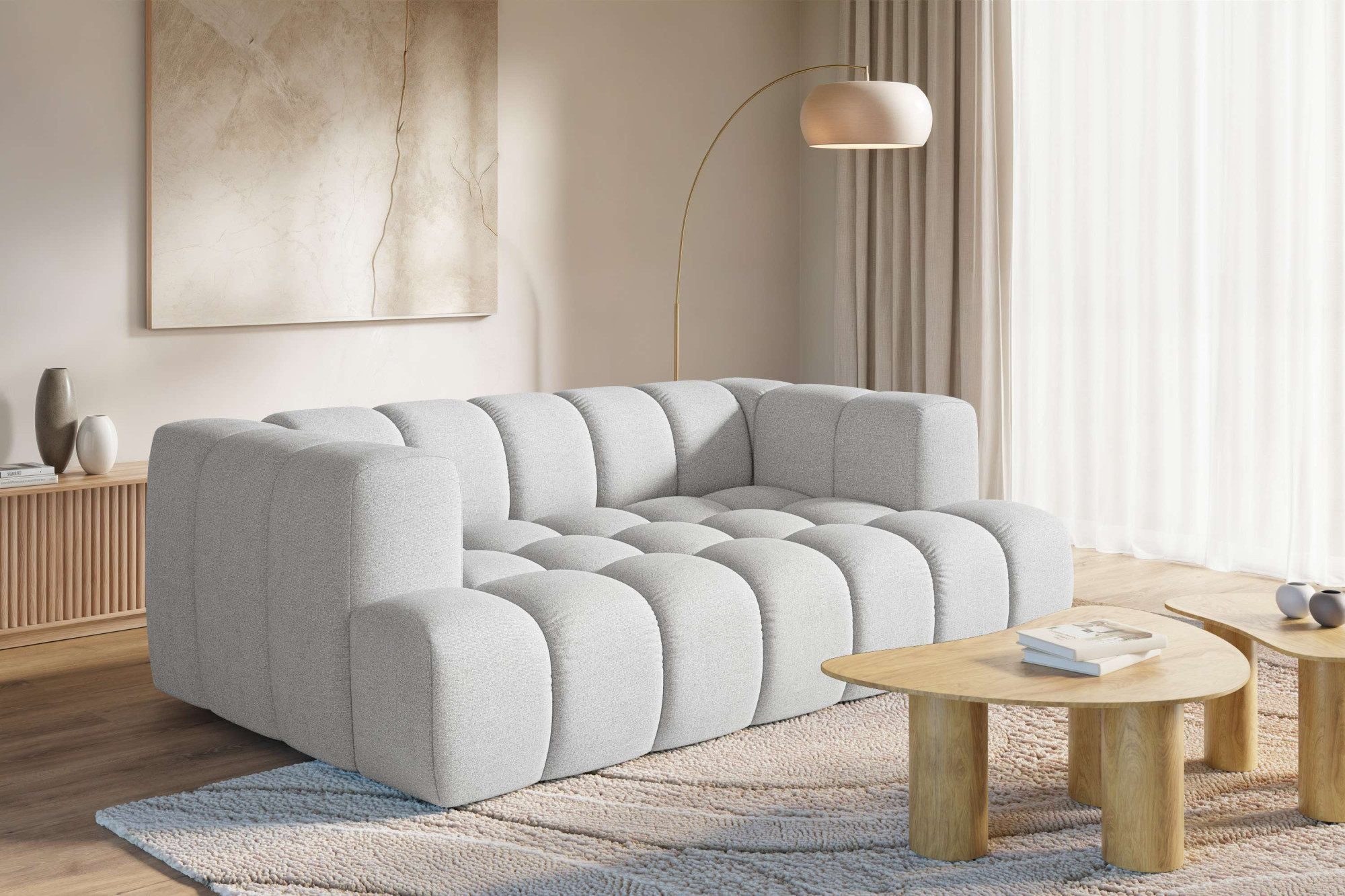 homsy by Ana Johnson 3-Sitzer »XL« BOUBELLE Design-Sofa extra tief, Bubble-Optik, Breite 217 cm, hoher Sitzkomfort dank Wellenunterfederung, XL Sitztiefe 100 cm