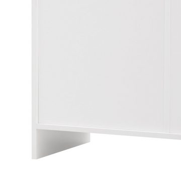 Ulife Sideboard Weiß Kommode mit 3 Schubladen und 4 Klappen, 160x37x75cm