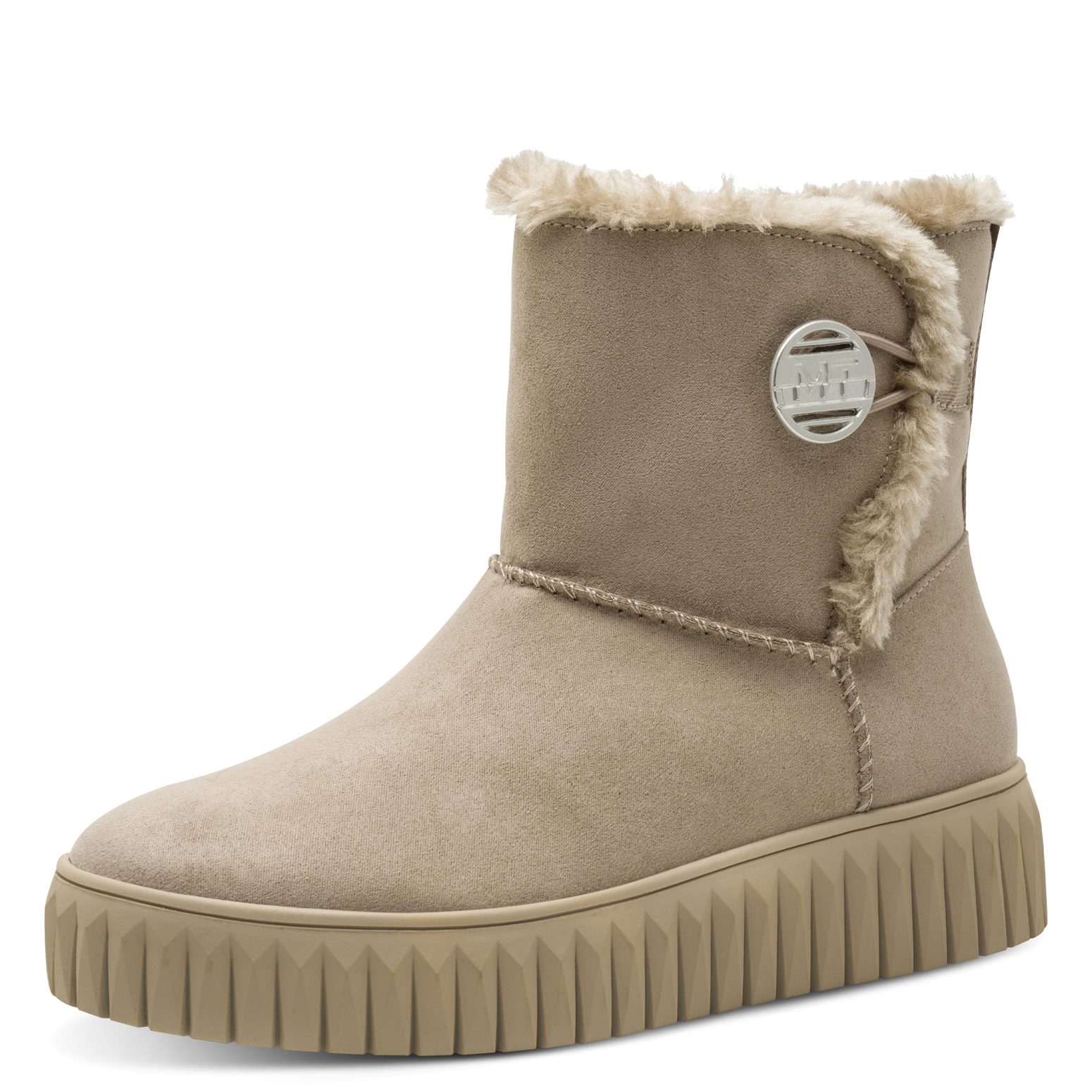 MARCO TOZZI Winterboots Plateau, Reißverschlussboots mit Fellimitat am Schaftrand