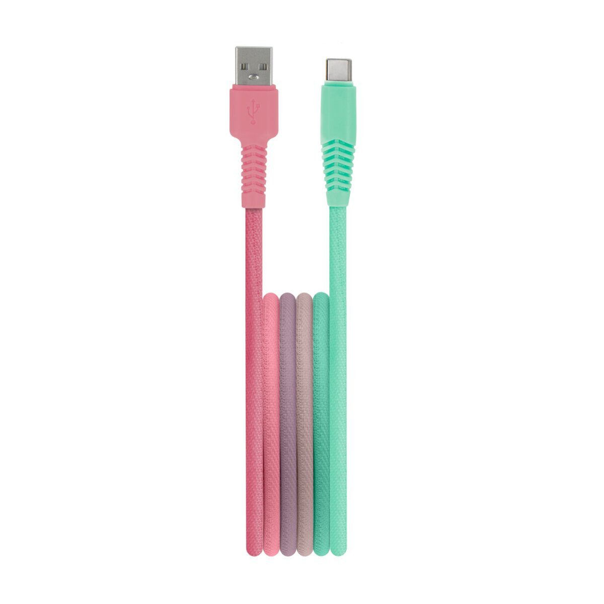 Setty KGA-C-1.5320 USB-Kabel, USB Typ A • USB-C, (150 cm), Verstärkte Konstruktion mit auffälligem Rosa-Blau-Farbverlauf