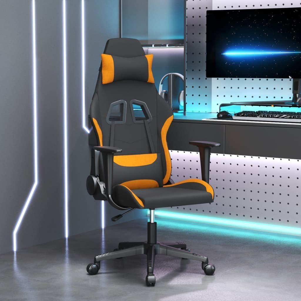 vidaXL Gaming-Stuhl Gaming-Stuhl mit Massagefunktion Dunkelgelb (1 Orange Schwarz Stoff St) Dunkelgelb und 