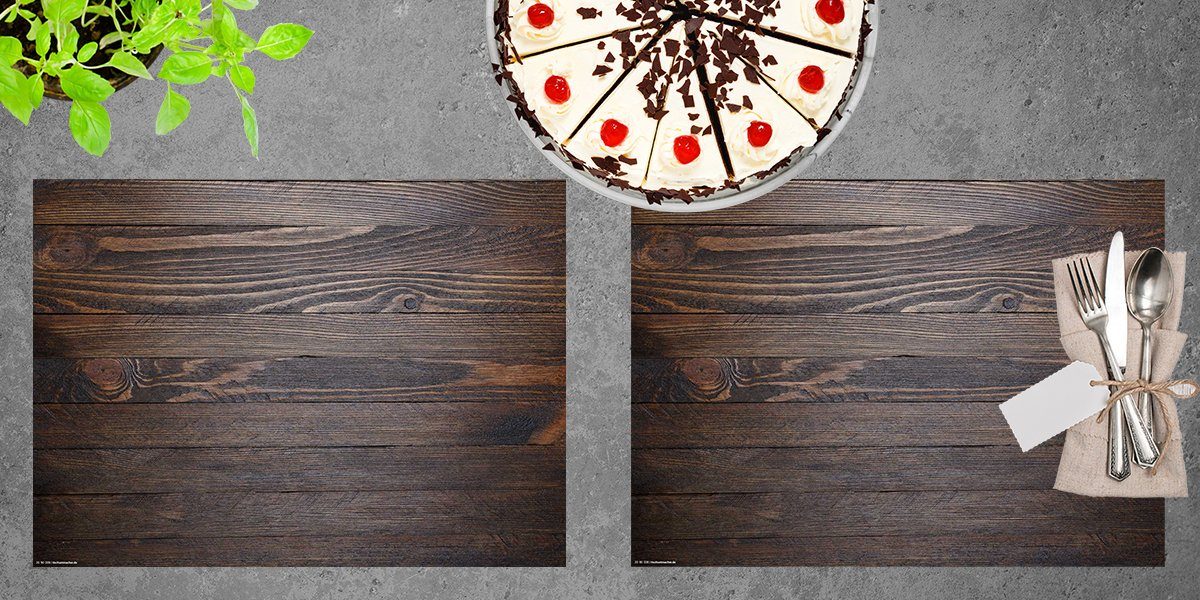 cover-your-desk.de Platzset (Platzsets) Tischsets I Platzsets abwaschbar - Holzoptik dunkelbraun - aus erstklassigem Vinyl (Kunststoff – BPA-frei) - 4 Stück - 44 x 32 cm - rutschfeste Tischdekoration