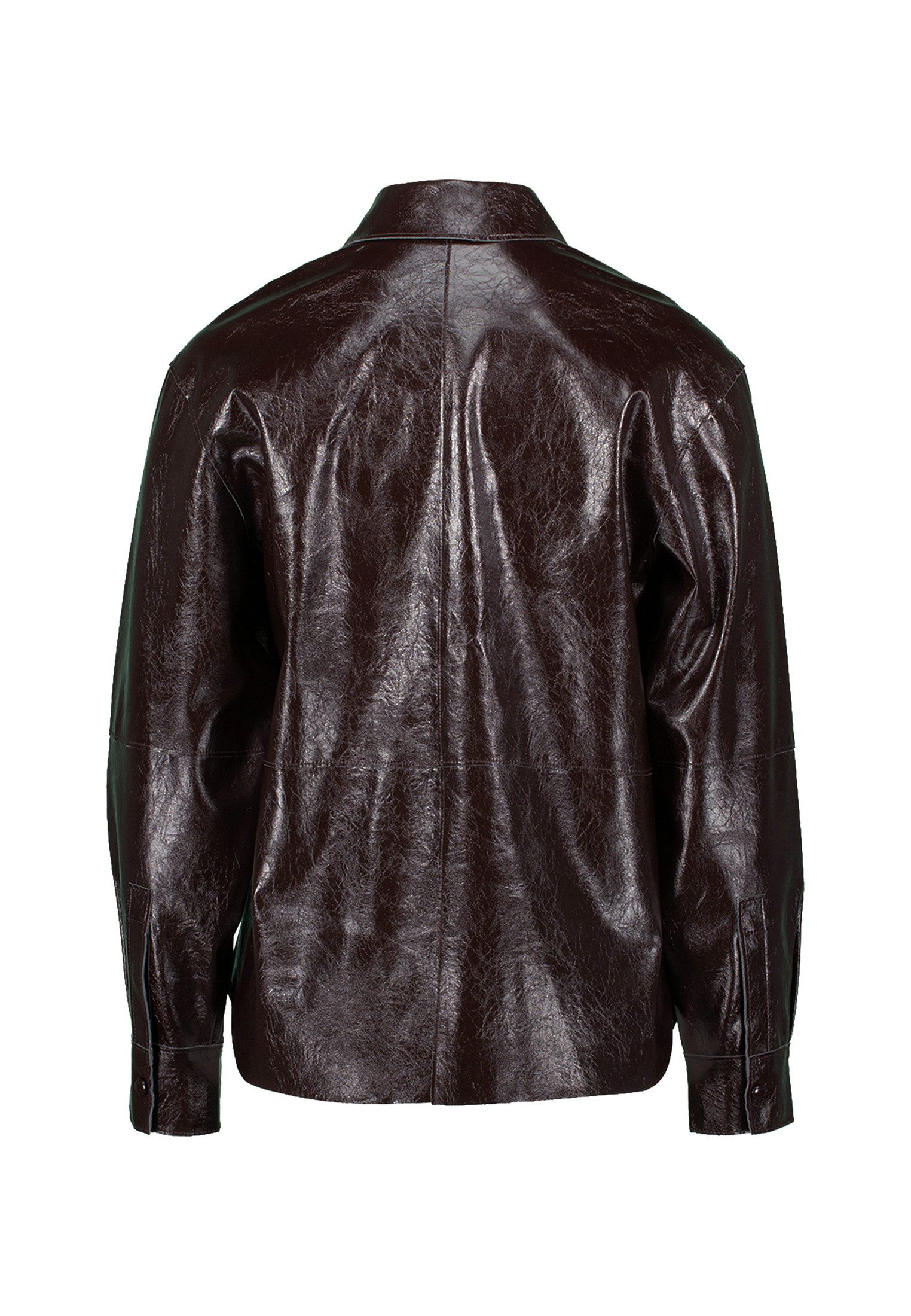 Zero Hemdbluse Damen im Lederlook Knopfleiste