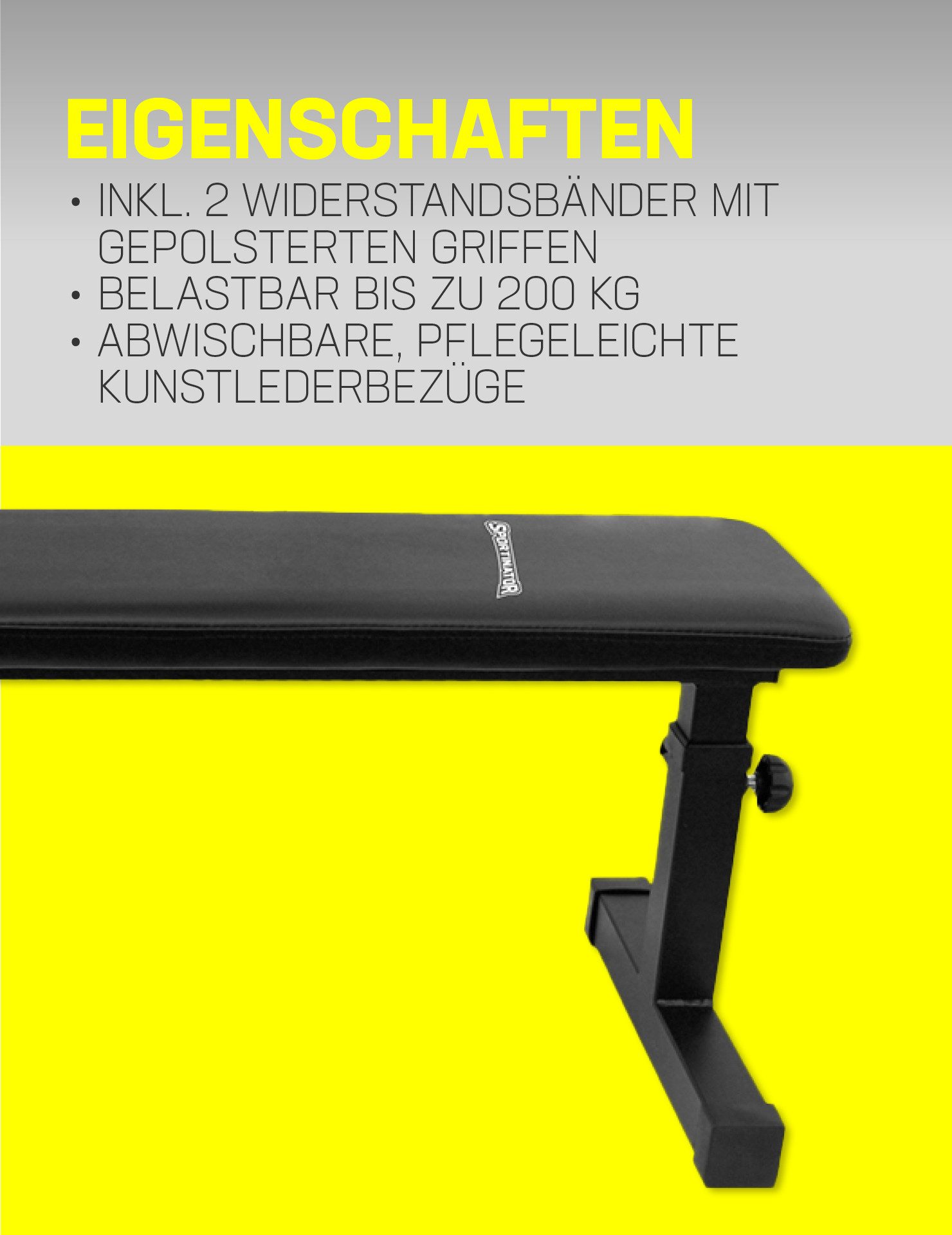 Sportinator Trainingsbank verstellbare Flachbank, stabile Konstruktion für vielseitige Trainingsmöglichkeiten