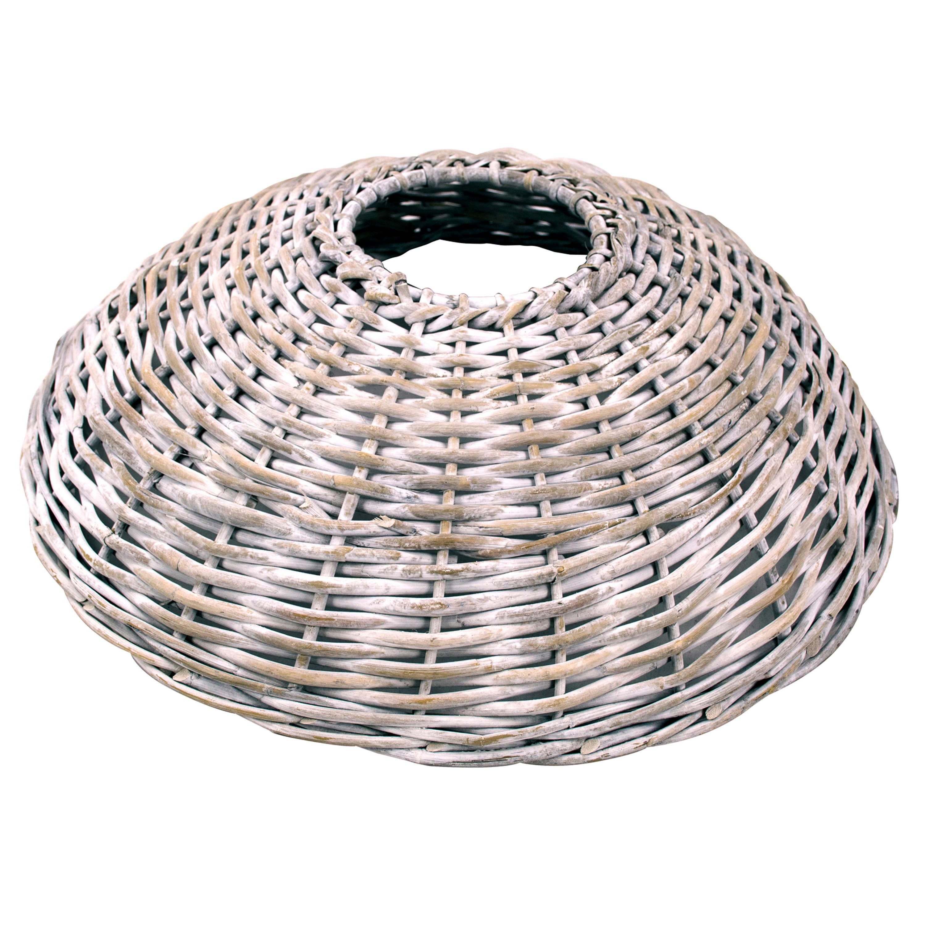 artplants Weihnachtsbaumdecke Weihnachtsbaumkorb Jericho aus Rattan, weiß gekalkt, 18cm, Ø62cm