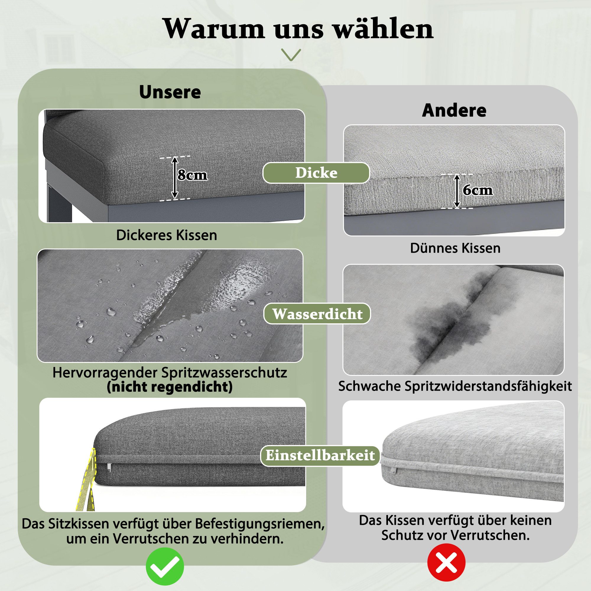 Celya Gartenlounge-Set Gartenmöbel Set mit Esstisch, für Balkon Garten Terrasse, (mit verstellbare Beine, wasserabweisenden, Gartenlounge Set für 5-6 Personen, mit abnehmbaren Kissen), inklusive aller Sitz- und Rückenkissen, grau