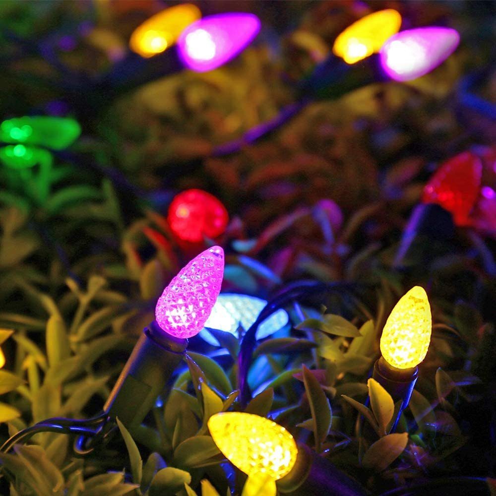 Rosnek LED-Lichterkette »10M 100 LEDs Bunte Erdbeerbirnen Lichterketten, 8  Modi Batterie betrieben, für Weihnachten Garten«, IP65 Wasserdicht,Timer  Funktion