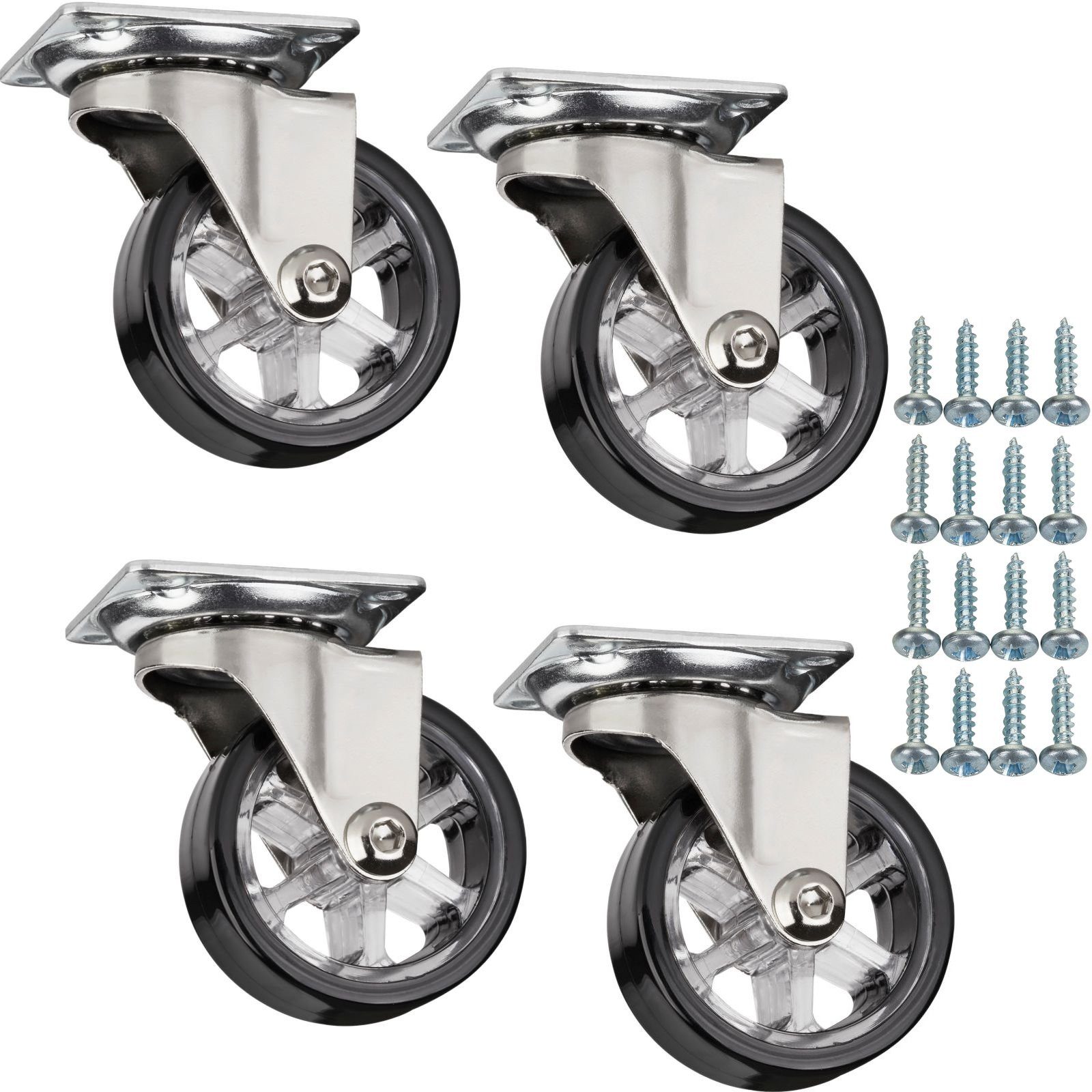 SO-TECH® Möbelrolle Lenkrollen RAPID inkl. Schrauben, belastbar bis 35 kg / St., (Set, 4-St), Durchmesser 50 mm, schwarz, ohne Bremse / Feststeller