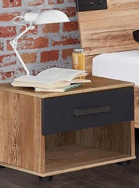 Wimex Nachtkommode Liverpool, Nachttisch mit 1 Schublade und 1 offenes Fach, modern rustikaler Look, Industrial Design, 46/40/38 cm