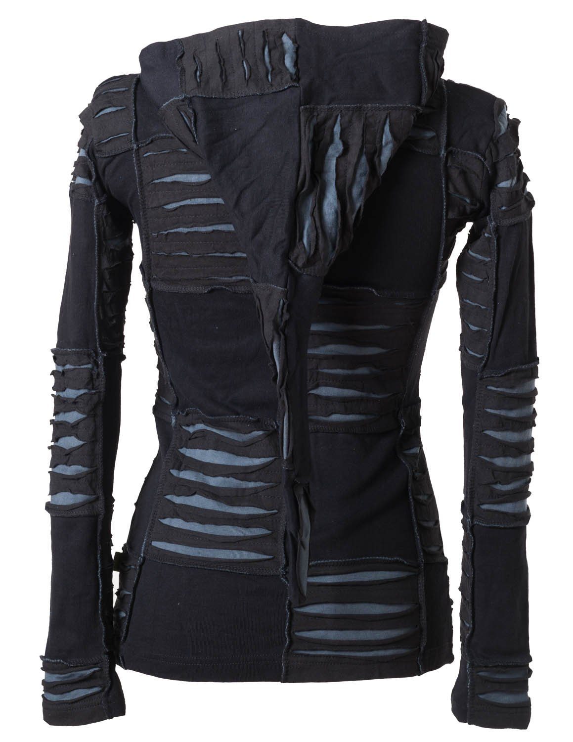 Vishes Kurzjacke Patchwork Jacke mit Cutwork und Zipfelkapuze Boho, Hippie, Elfen, Goa Style