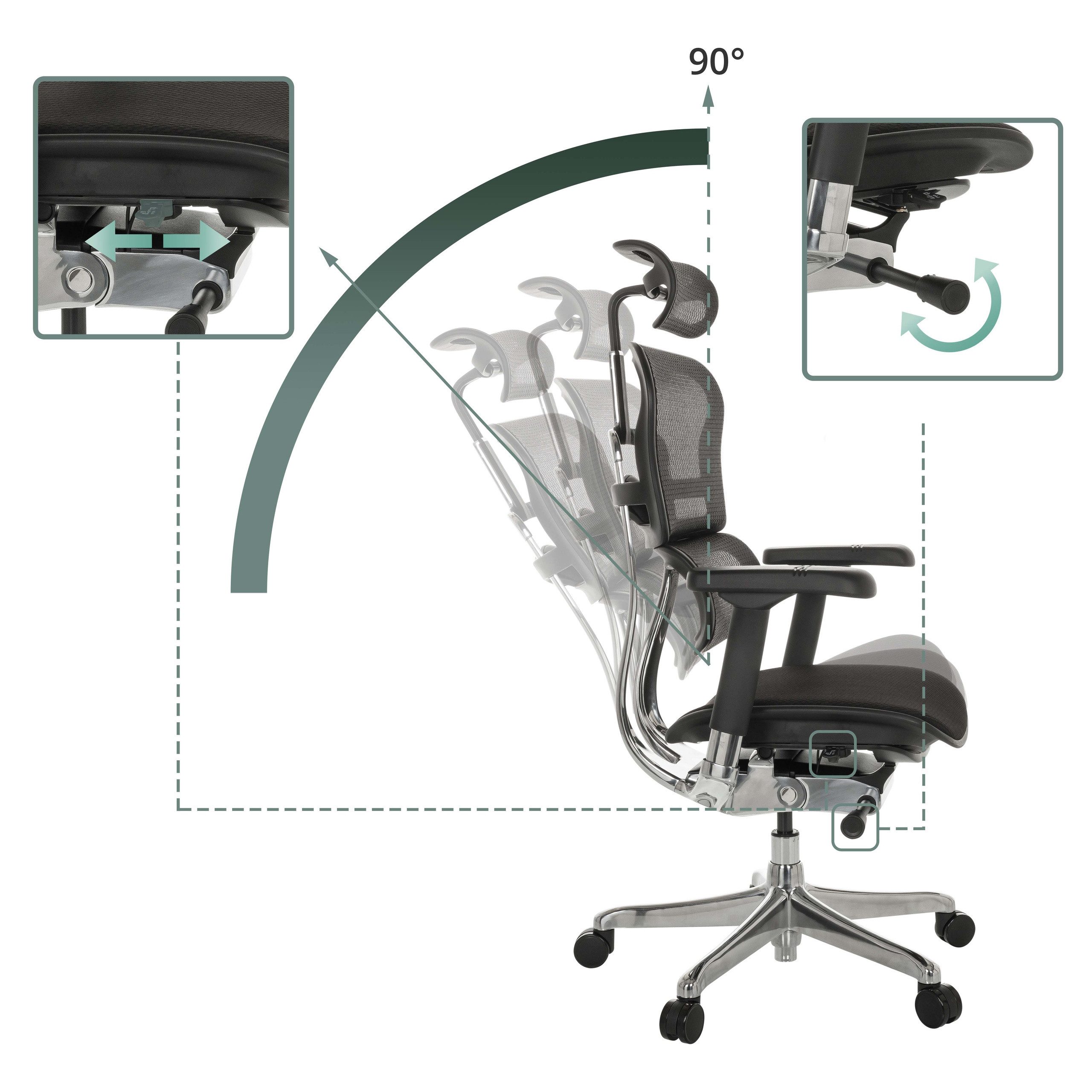 hjh OFFICE Drehstuhl Luxus Chefsessel Ergohuman Gen2 Stoff / Netzstoff (1 St), Profi Bürostuhl Schreibtischstuhl ergonomisch