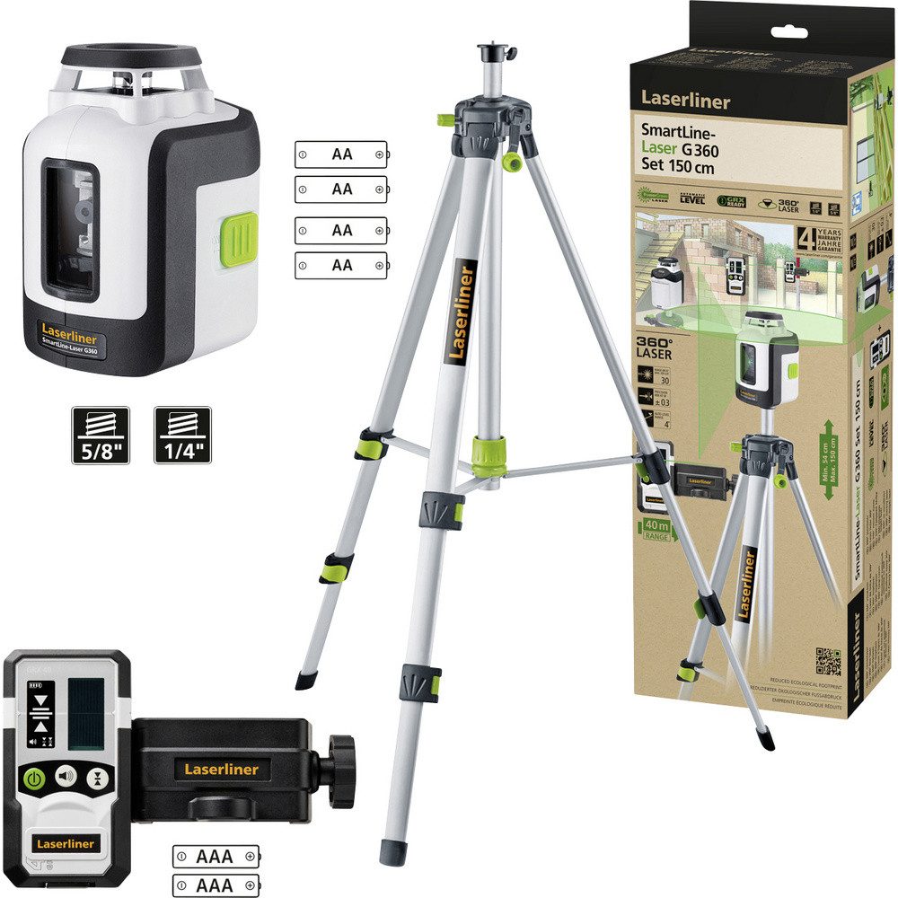 LASERLINER Nivelliergerät Laserliner SmartLine-Laser G360 Set 150cm 360°-Linienlaser, (SmartLine-Laser G360 Set 150cm)