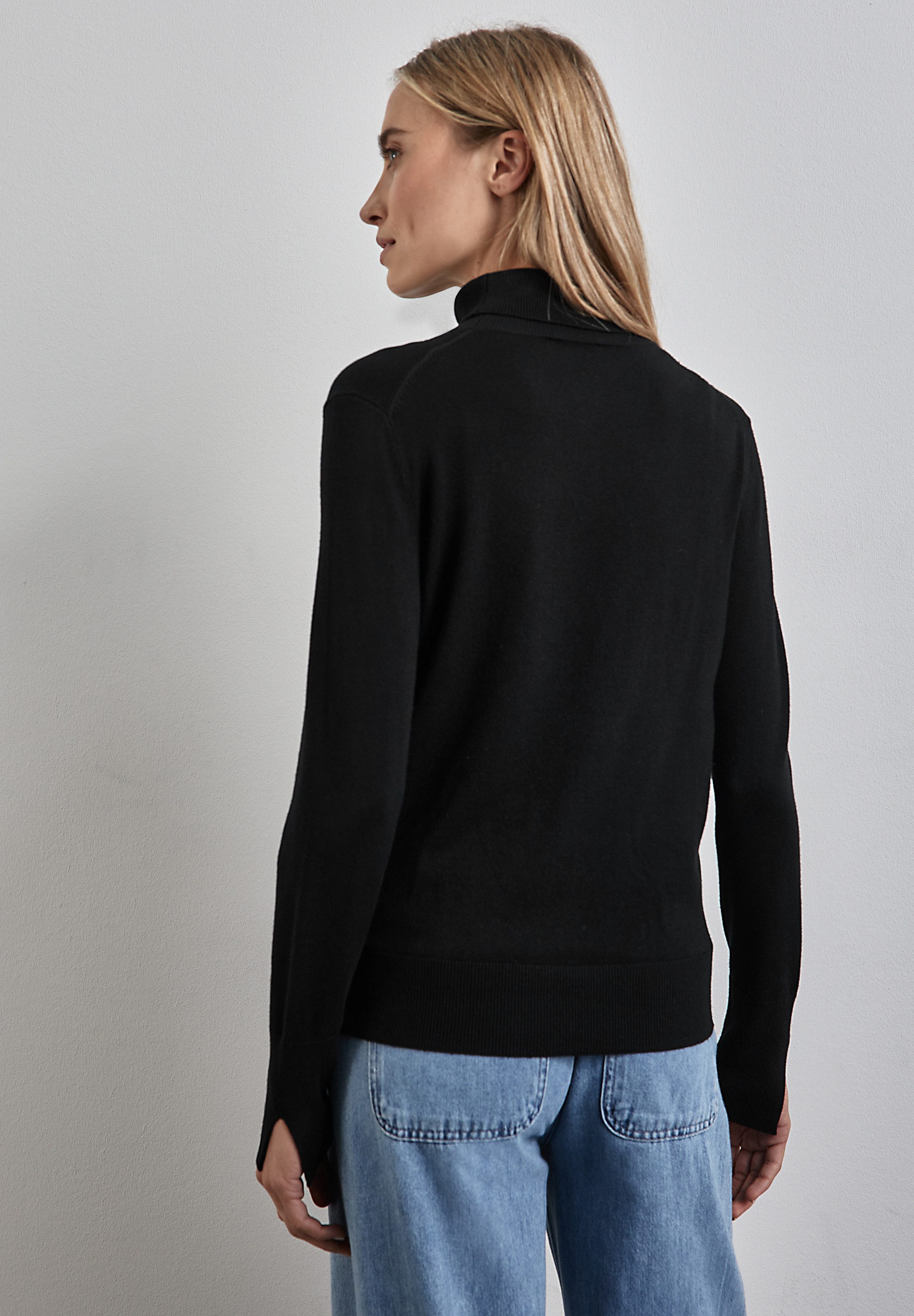 STREET ONE Rollkragenpullover mit Materialmix
