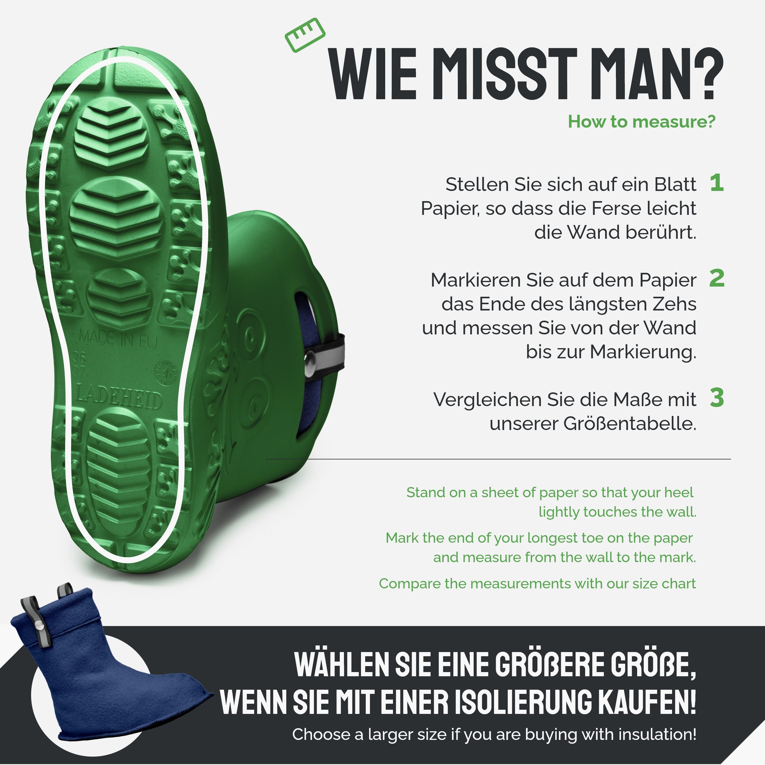 Ladeheid Damen federleichte EVA Gummistiefel Regenschuhe gefüttert LA-CA-23 Gummistiefel