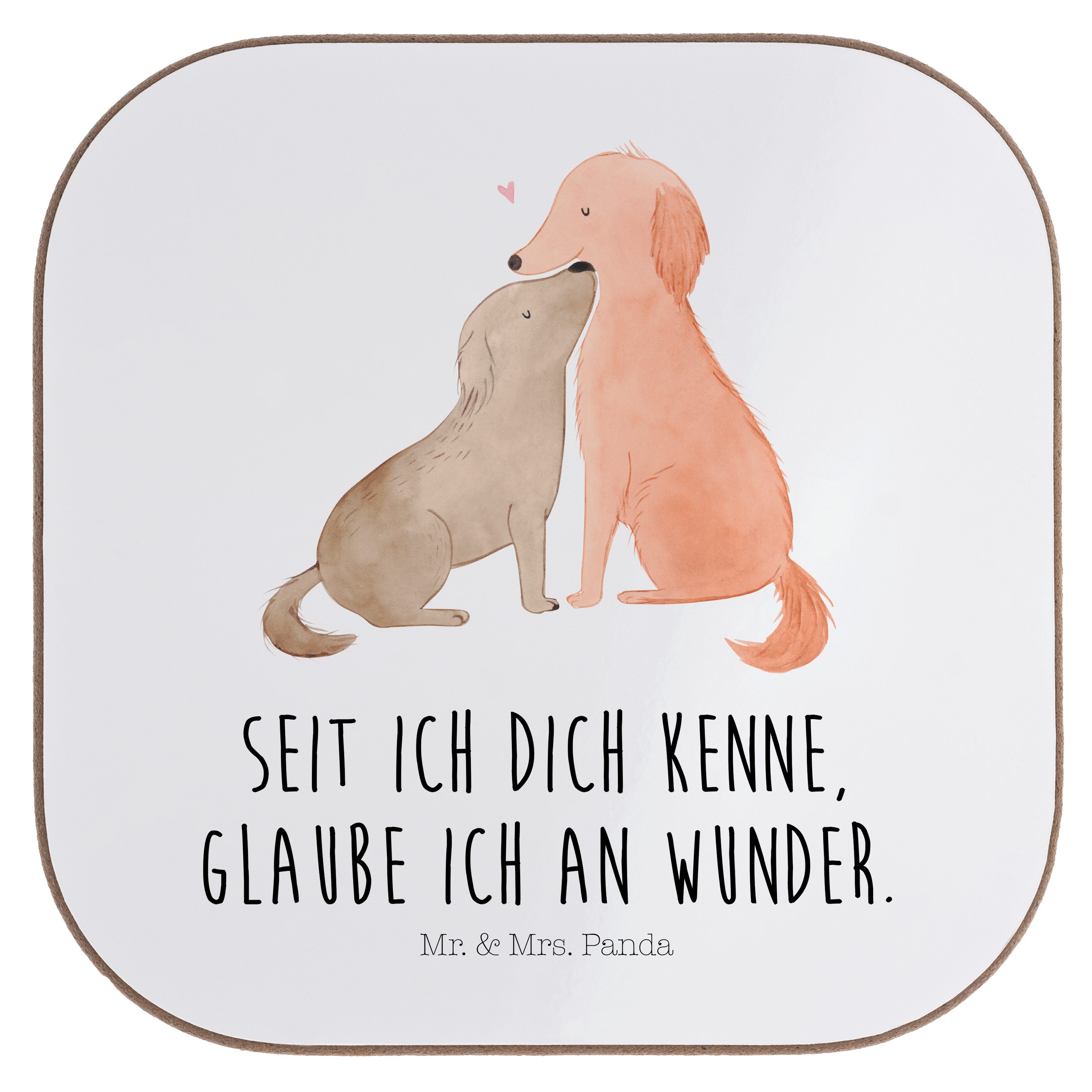 Mr. & Mrs. Panda Getränkeuntersetzer Hunde Liebe - Weiß - Geschenk, Sprüche, Herz, Getränkeuntersetzer, Hu, 1-tlg.