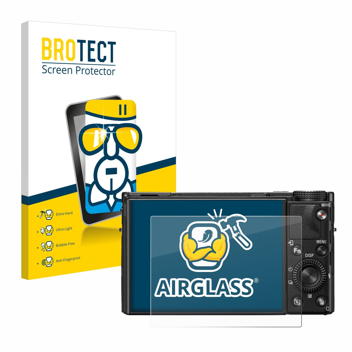 BROTECT Displayschutzglas Folie für Sony Cyber-Shot DSC-RX100 VII, Schutzfolie Glas Panzer Display Schutz klar