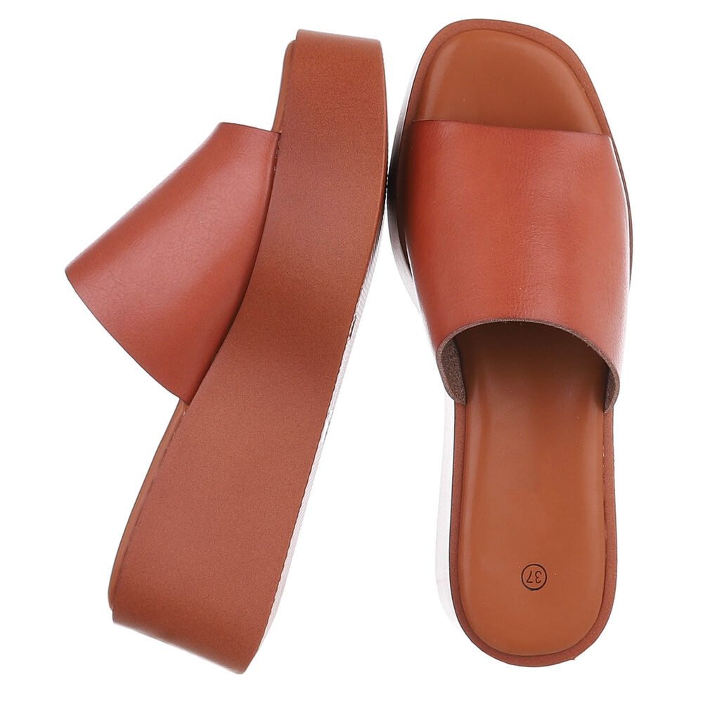 Ital-Design Plateauschuh mit offener Zehenpartie für Damen Plateausandaletten (91409167) Keilabsatz/Wedge Keilsandaletten in Camel