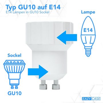 EAZY CASE Lampenfassung Lampensockel Sets GU10 auf E14 Adapter Fassung Stecker Glühbirne Konve, (Spar-Set), Lampenadapter GU10 zu E14 Adapter Lampen LED Halogen Energiesparlampen