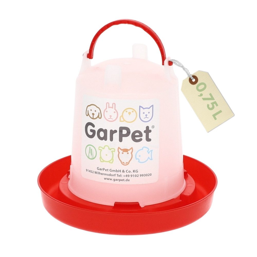 GarPet Wasserspender Hühnertränke Hühner Zubehör Wassertränke Hühner Geflügeltränke Tränke 0.75 l von GarPet