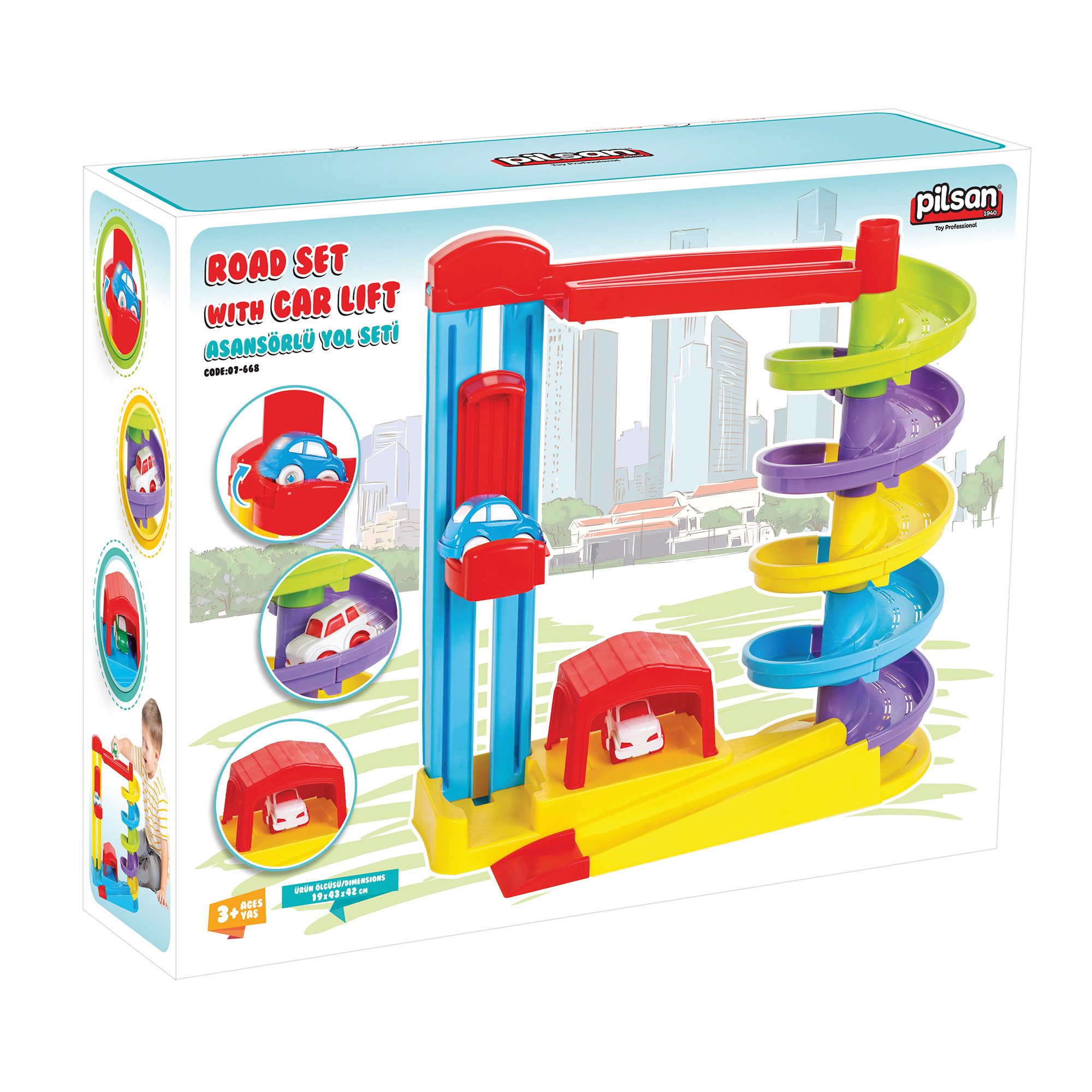 Lemodo Autorennbahn Autobahnset inkl. 2x Autos,Aufzug und Garage für Kinder günstig online kaufen