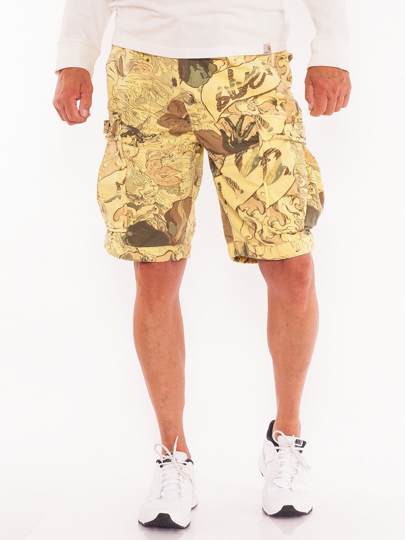 Cargoshorts Flower Green, Flower Blue, Hawaii Flower