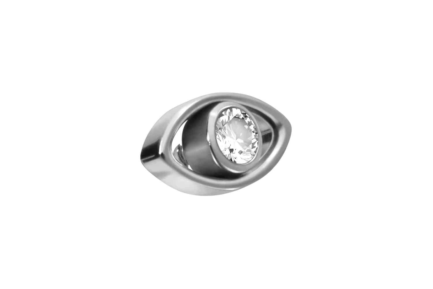 Piercing-Set Titan Schraubaufsatz mit Außengewinde AUGE + KRISTALL