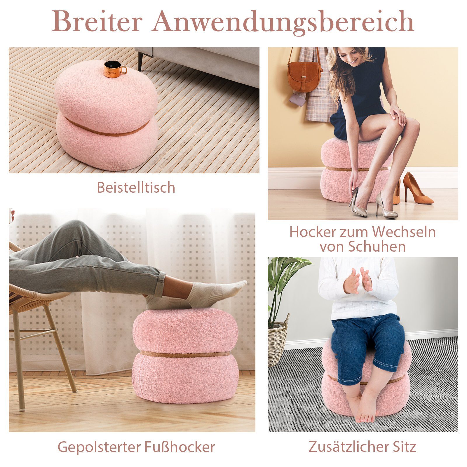 COSTWAY Sitzhocker, Oval, gepolstert, Fußhocker, 300kg, 44 x 35 x 35 cm, ro günstig online kaufen