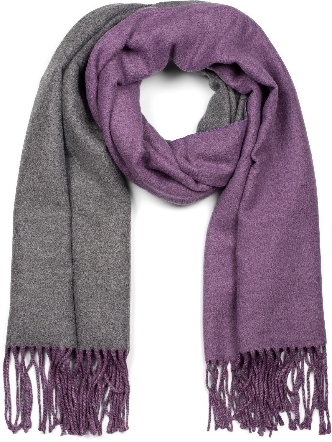 styleBREAKER Modeschal 2-Farbiger Schal mit Fransen, (1-St) günstig online kaufen