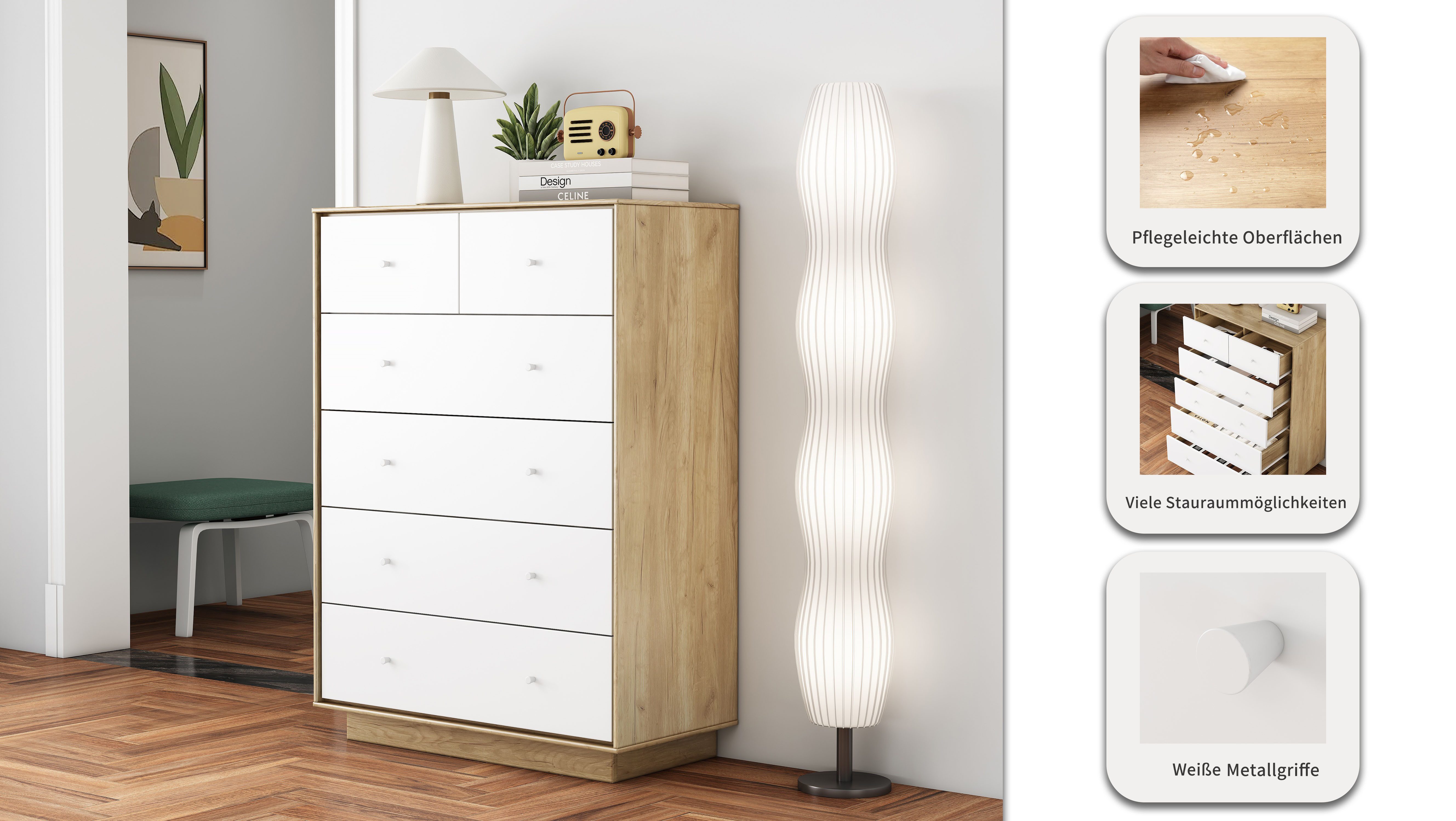 OTTO home Kommode Blaire, kratzfeste Melaminoberfläche, ABS-Kanten und FSC-zertifiziertem Holz