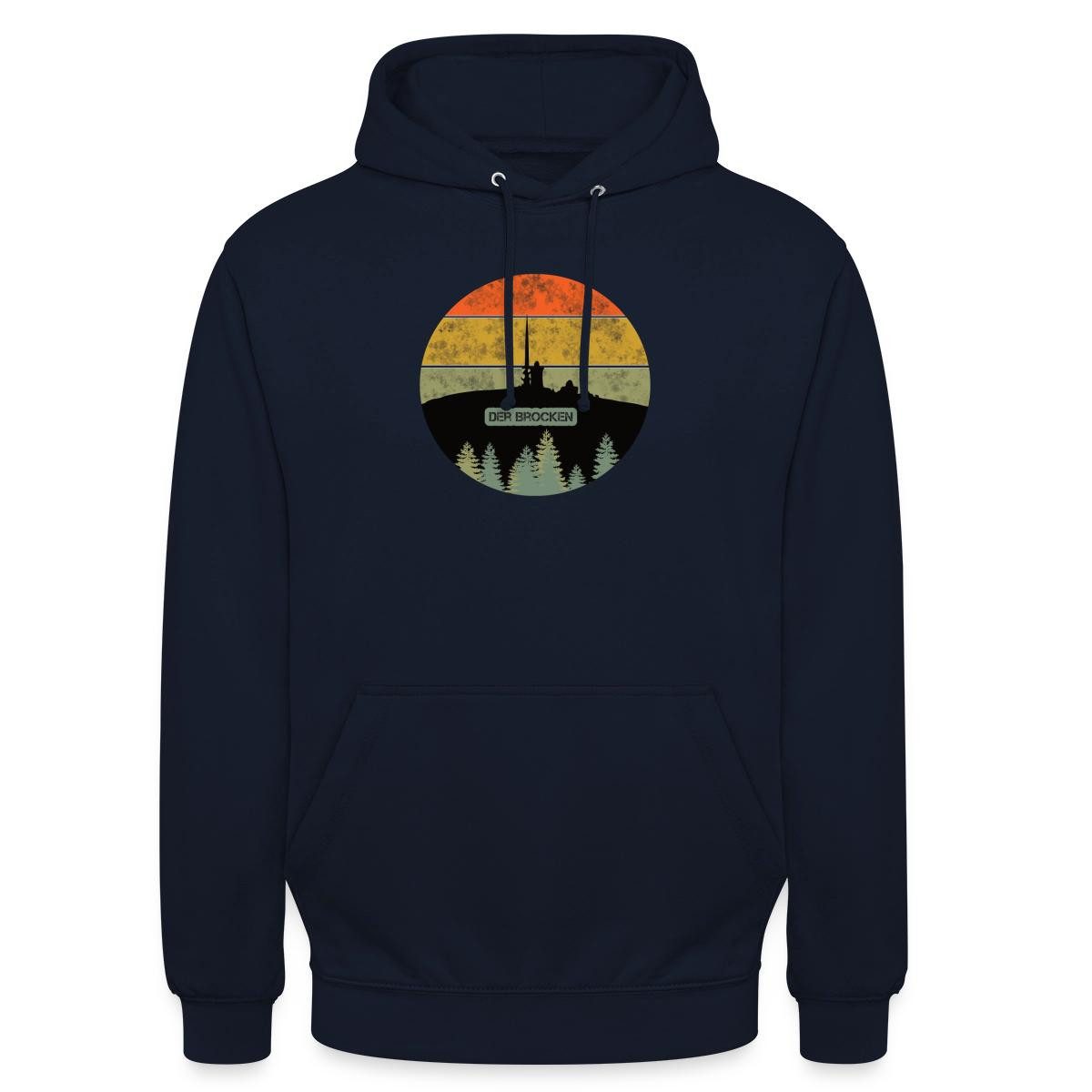 Spreadshirt Hoodie Der Brocken Harz Vintage Unisex Hoodie (1-tlg) Unisex-Schnitt: Sitzt bei Männern körpernah, bei Frauen weit