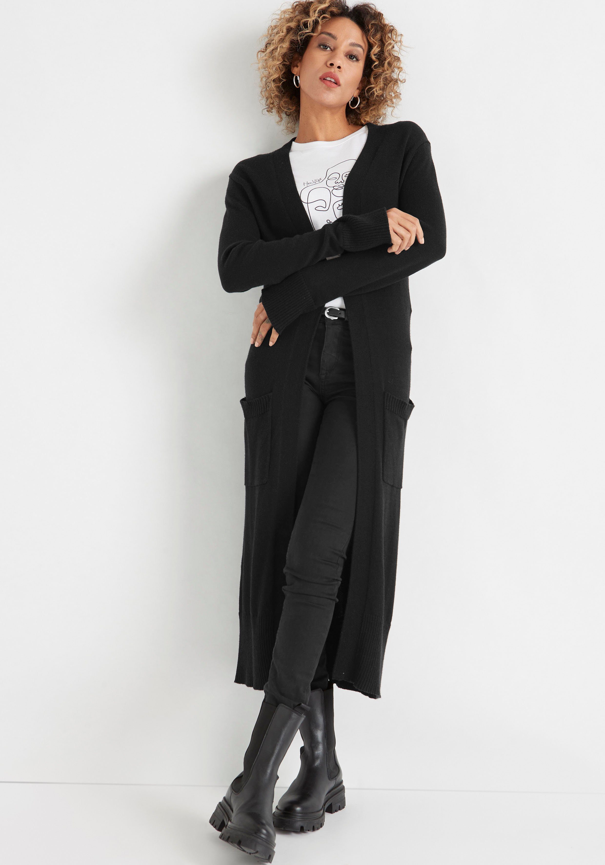 Cardigan HECHTER PARIS in Longform schwarz